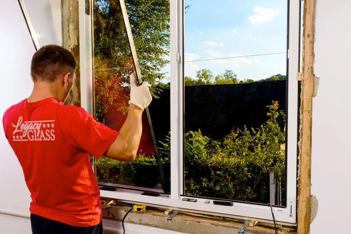 Installer setting a new window into an opening